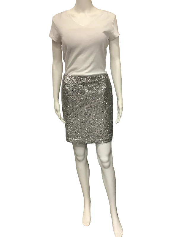 White House Black Market Silver Sequin Mini Skirt w/Tags Size: 4 cashmere skirt fine