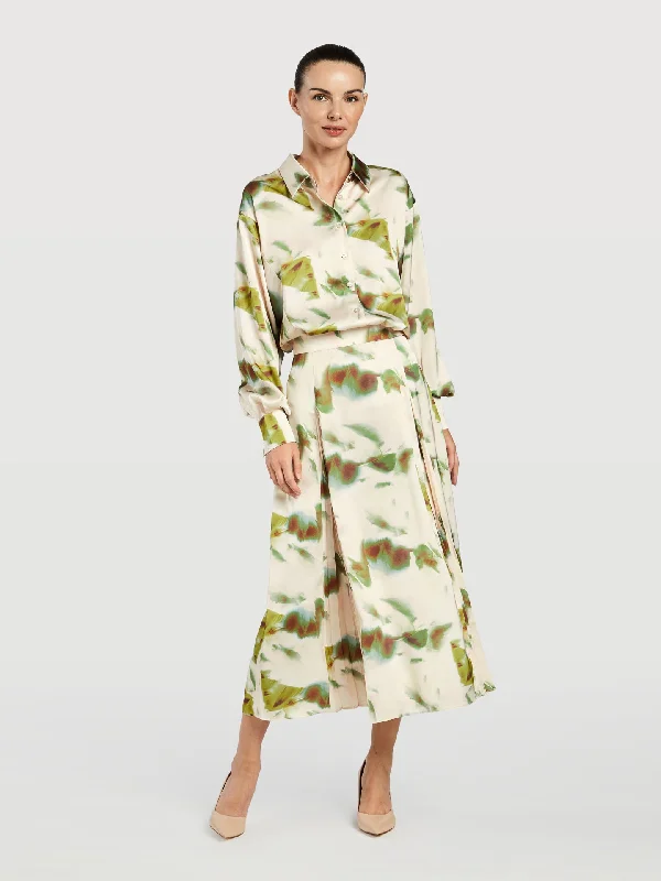 Faded Print Skirt linen skirt breathable