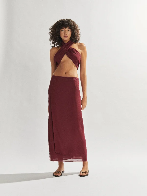 Frankie Wrap Skirt Burgundy