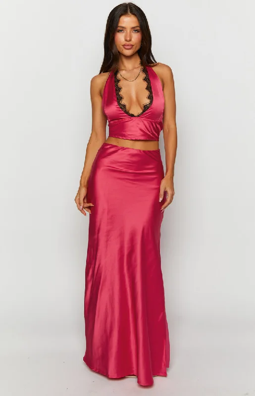 Genevieve Pink Maxi Skirt high slit skirt