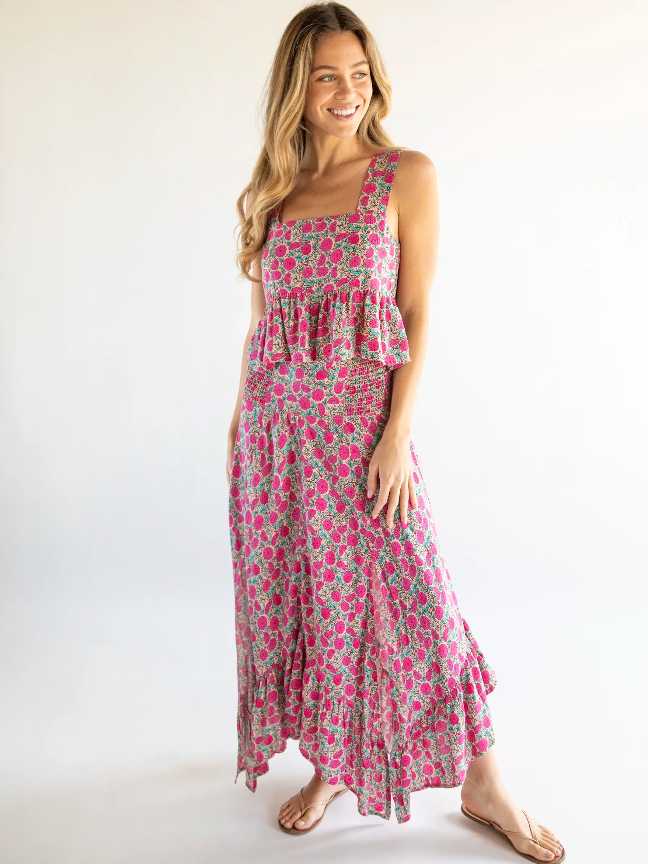 Good Vibes Skirt - Pink Puff Floral chiffon skirt flowing