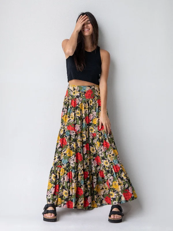 Hanna Convertible Maxi Skirt - Black Red Poppy cashmere skirt soft