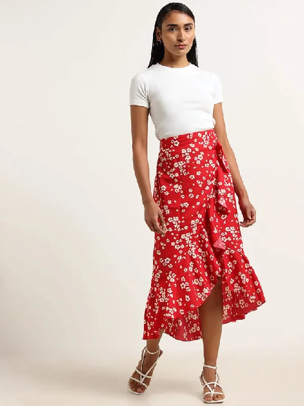 LOV Red Floral Skirt