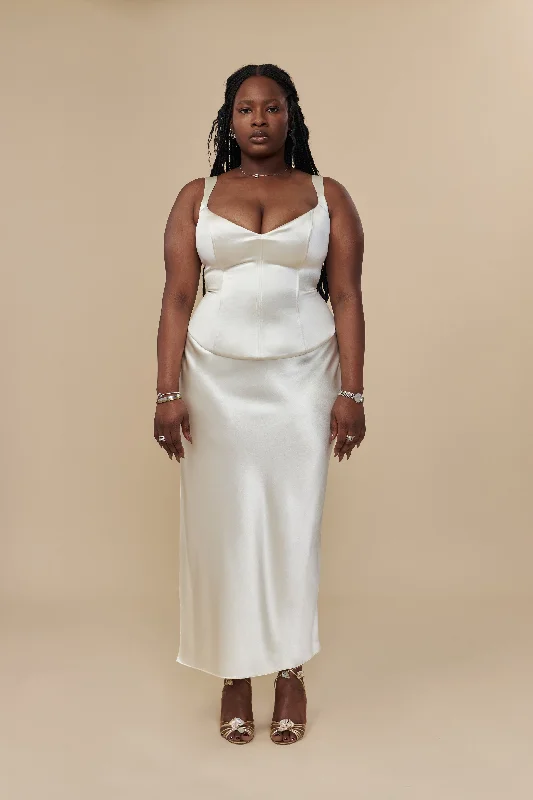 Low Rise Bias Skirt Pearl (Pre Order) midi skirt versatile