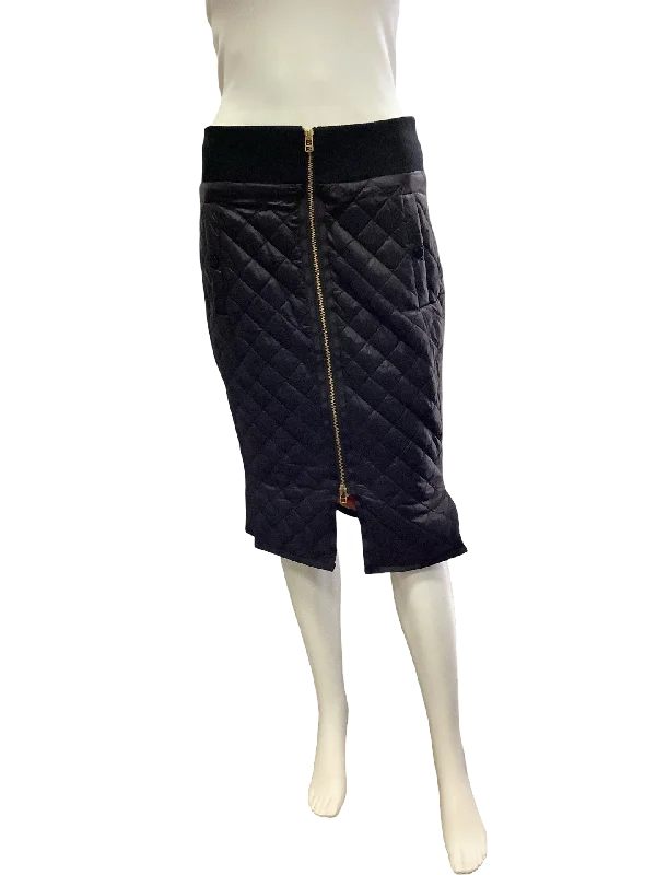Malene Birger Skirt Midi Length Quilted Pockets Size: 34 Black pencil skirt chic
