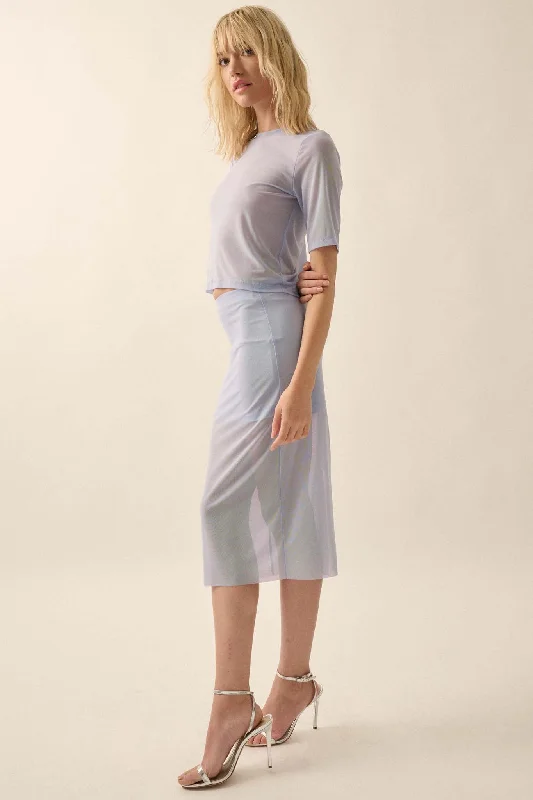 Mesh Around Sheer Mesh Midi Pencil Skirt corduroy skirt durable