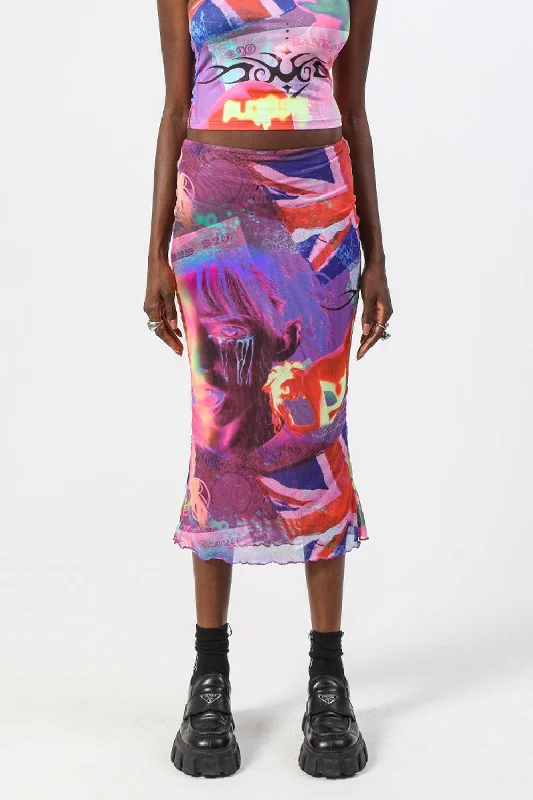 London Callin' Mesh Midi Skirt wrap skirt elegant