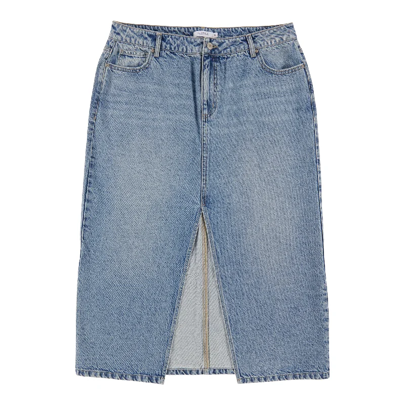 mySTYLE Women's Plus Denim Skirt corduroy skirt cozy