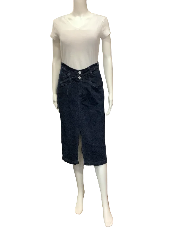 Pilcro Jean Skirt Blue Double Waist Midi Length Size 6P wool skirt warm