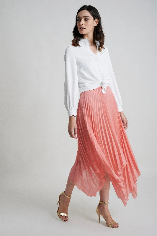 Pleated asymmetric skirt chiffon skirt delicate
