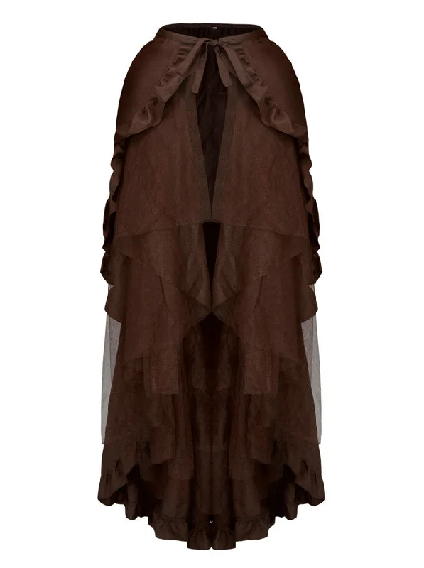 Retro Brown Plus Size Tulle Tutu Bustle Skirt Wrap Cape