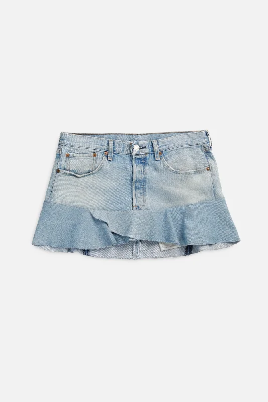 Rework Denim Flounce Skirt - L ruffled skirt detail