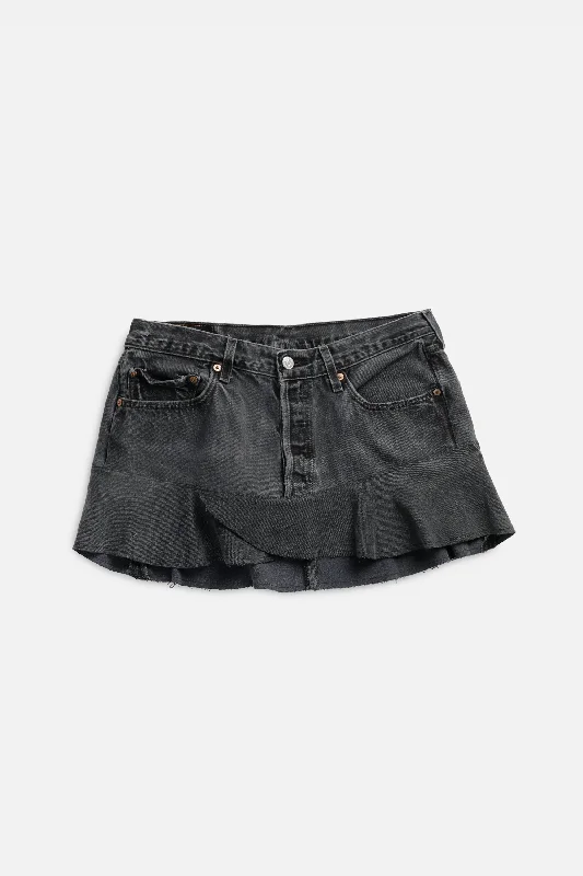 Rework Denim Flounce Skirt - L lightweight skirt design