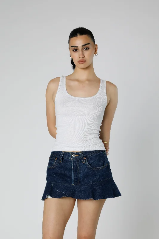 Rework Denim Flounce Skirt - M slim fit skirt