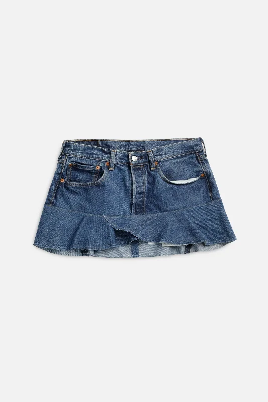 Rework Denim Flounce Skirt - M chiffon skirt airy
