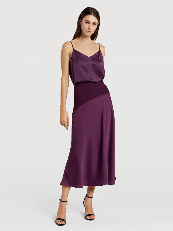 Slip skirt with contrast pannel low waist skirt