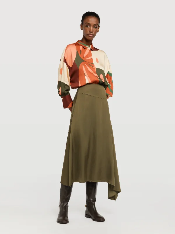 Slip skirt with front draping effect maxi skirt elegant