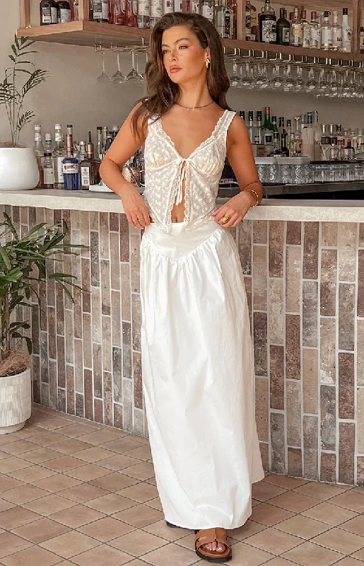 Sweetheart Swirl White Midi Skirt wool skirt sturdy