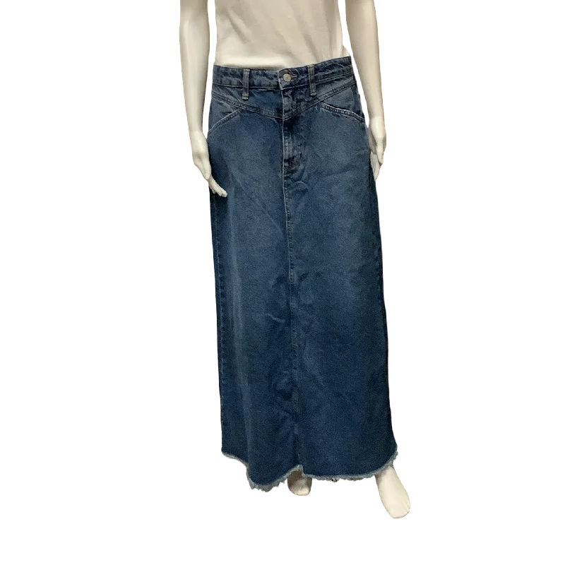 We The Free Skirt Denim Blue Maxi Frayed Hem Size: 6