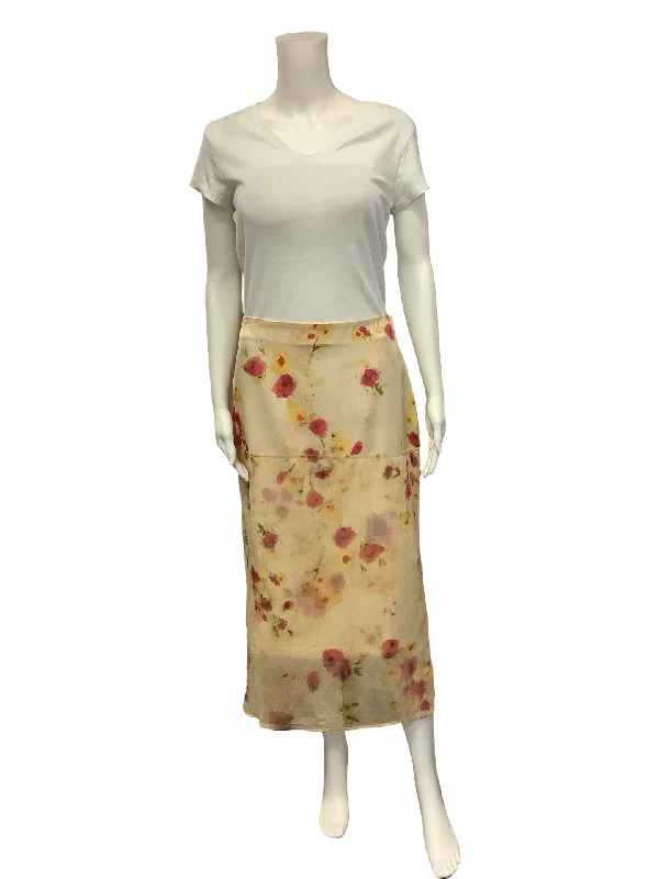 Zara Skirt Lined Midi Length Floral Print w/Tags Size: S velvet skirt rich