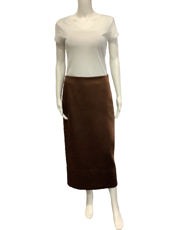 Zara Skirt Satin Midi Length Pencil w/Tags Brown Size:M ribbed skirt waist