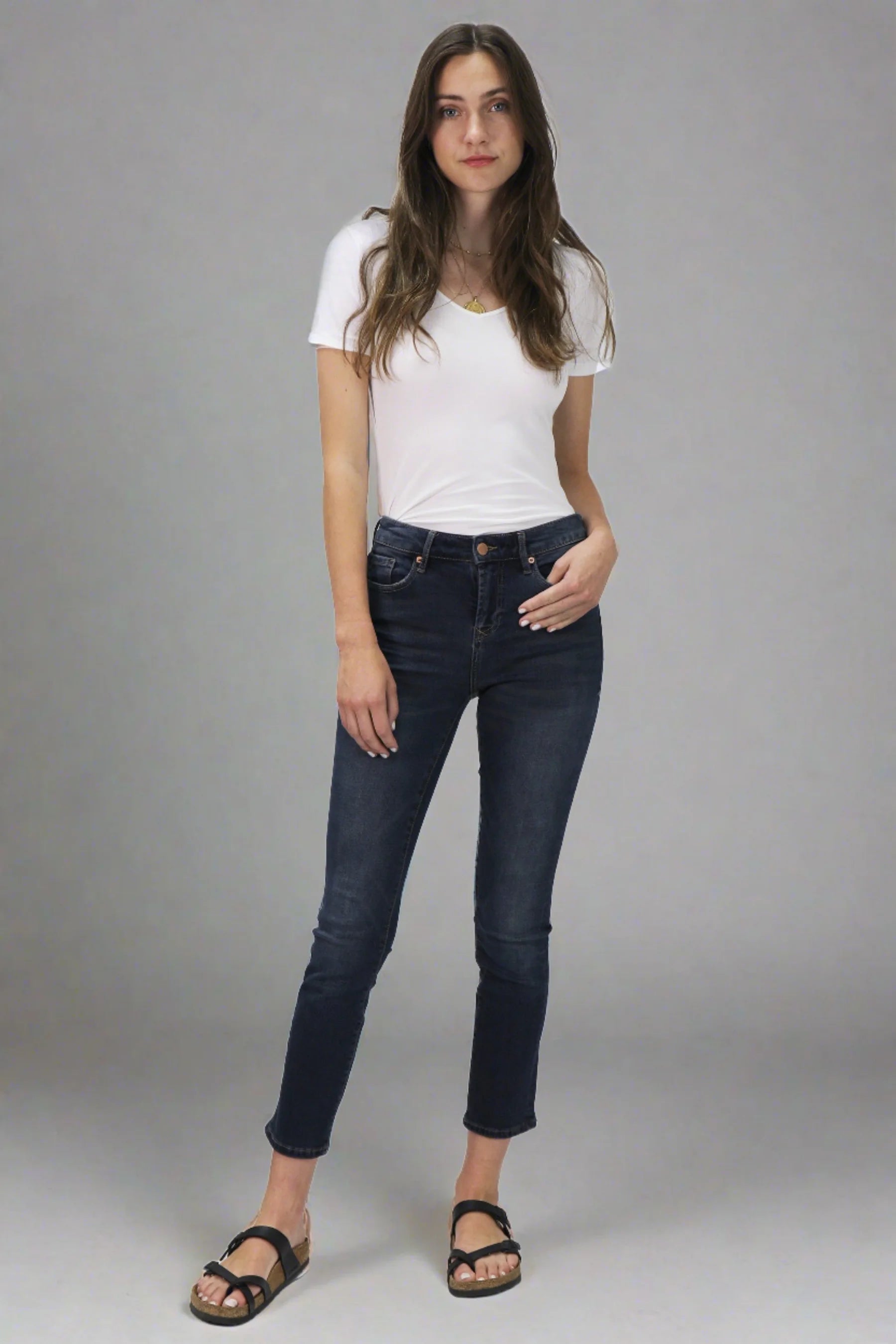 Dear John Denim Blaire High Rise Ankle Slim Straight Jeans Munich Fashionable White Denim Jeans