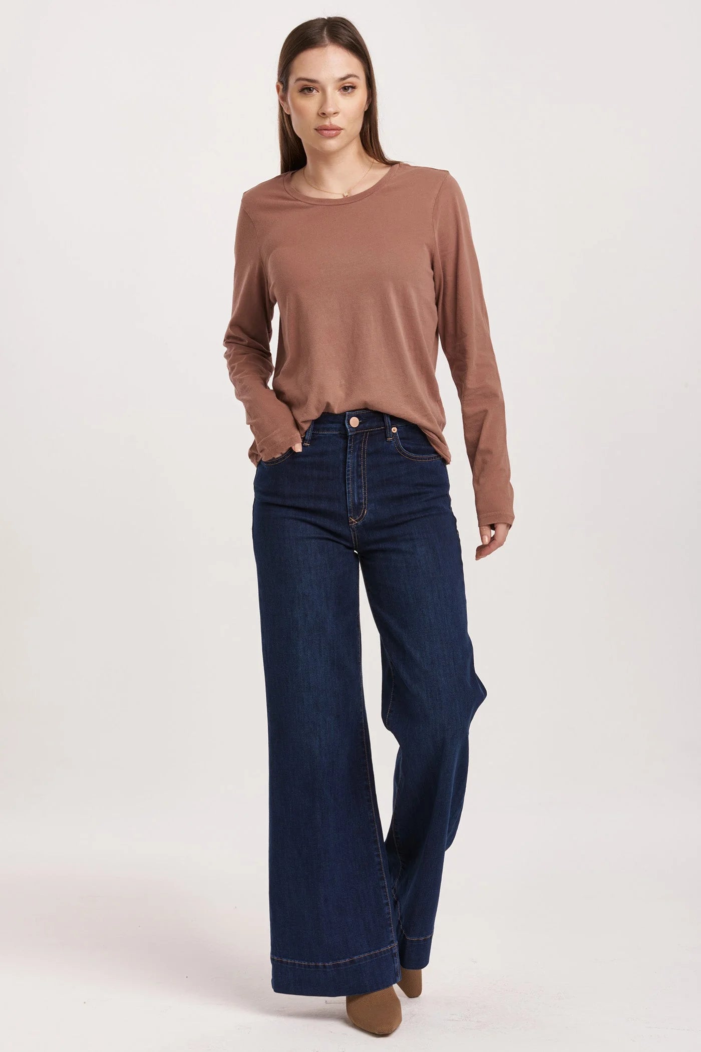 Dear John Denim Fiona High Rise Wide Leg Jeans Star Demand Chic Dark-Wash Skinny Jeans