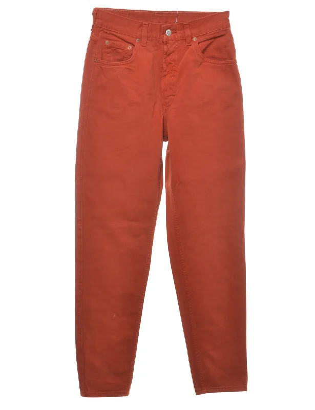 High Waist Tapered Jeans - W27 L30 Casual Distressed Denim Jeans