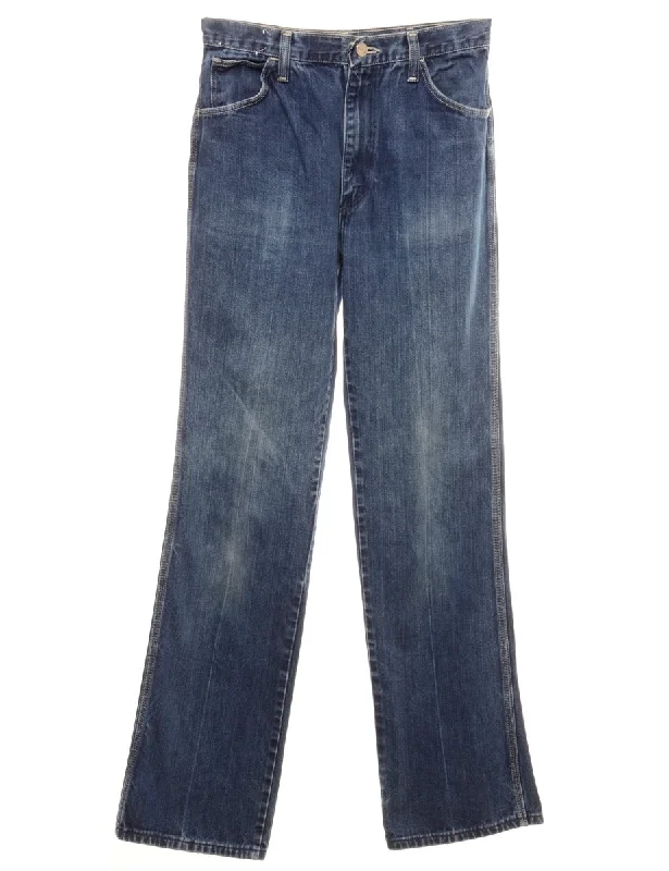 Indigo Wrangler Jeans - W27 L31 Trendy Patchwork Denim Jeans