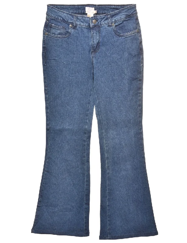 Medium Wash Flared Jeans - W28 L28 Stylish High-Rise Mom Jeans