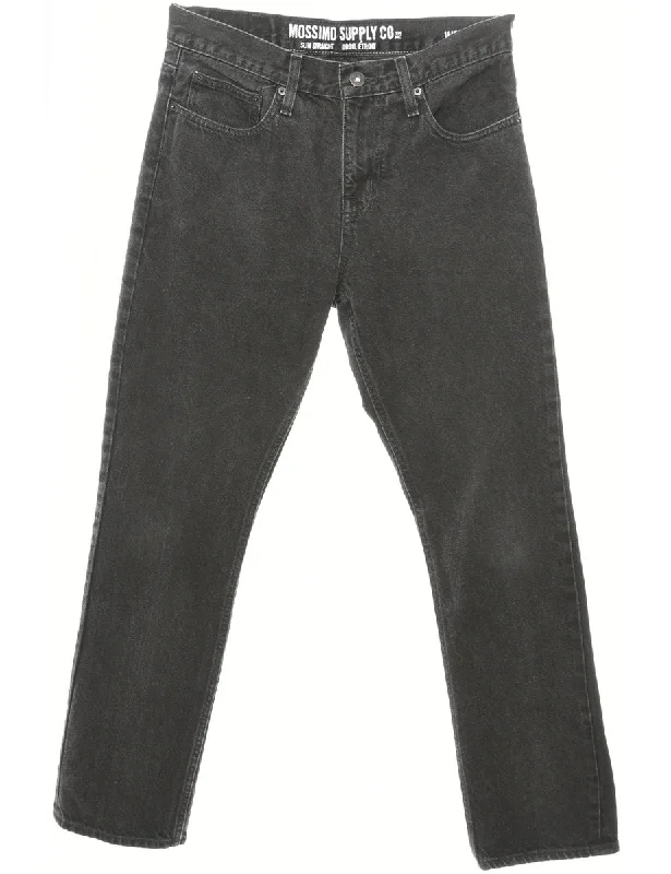 Zip Front Straight Fit Jeans - W32 L32 Trendy Classic Fit Jeans
