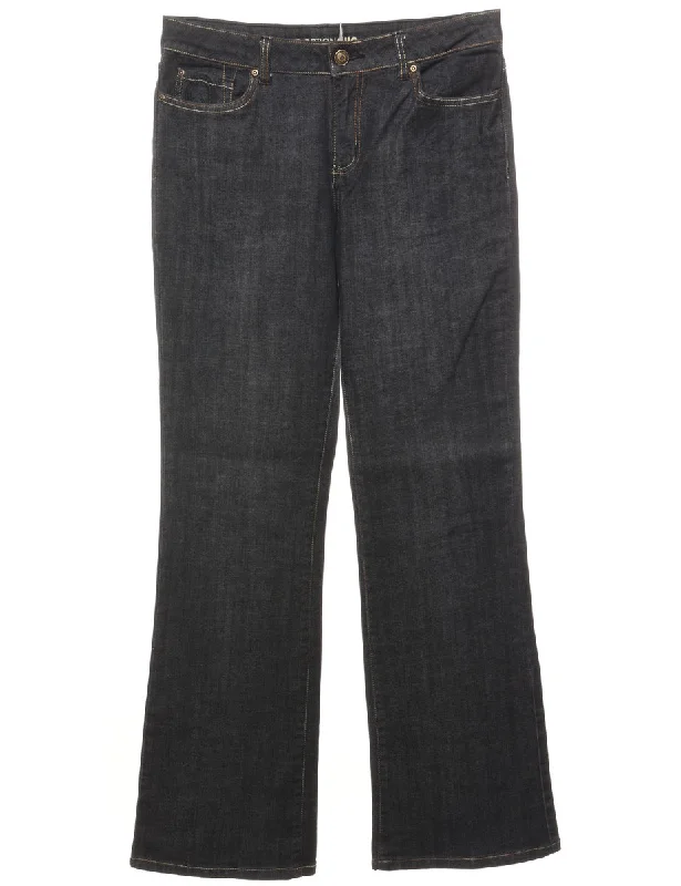 Black Straight Fit Jeans - W32 L32 Elegant Wide-Leg Jeans