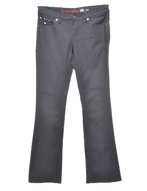 Embellished Straight Fit Jeans - W28 L33 Casual Bootcut Ripped Jeans