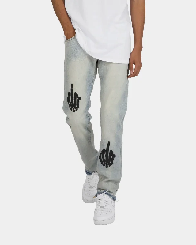 MNML D272 Skeleton Denim Jeans Blue/Black Classic Button Fly Jeans