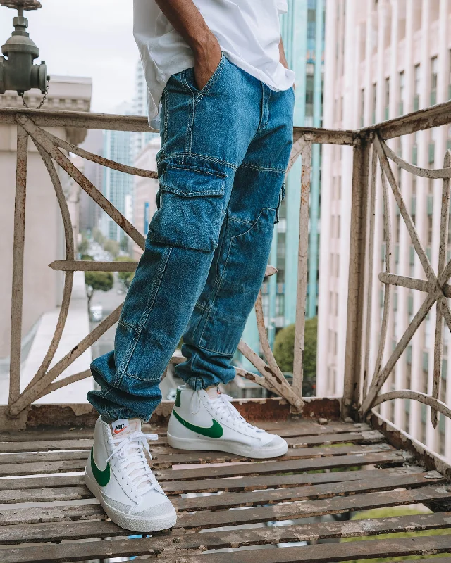MNML V244 Cargo Denim Jeans Blue Casual Wide-Legged Denim Jeans