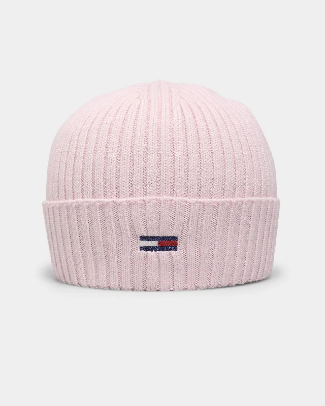 Tommy Jeans TJW Essential Flag Beanie Pale Pink Comfortable Stretch Fit Jeans