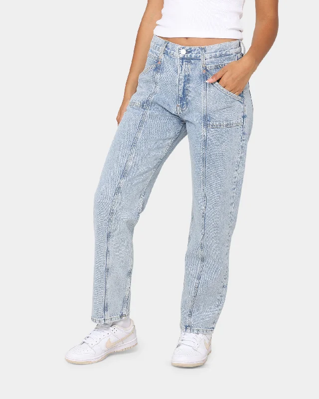Tommy Jeans Women's Harper Mid Rise Pocket Ankle Jeans Denim Light Trendy Patchwork Denim Jeans