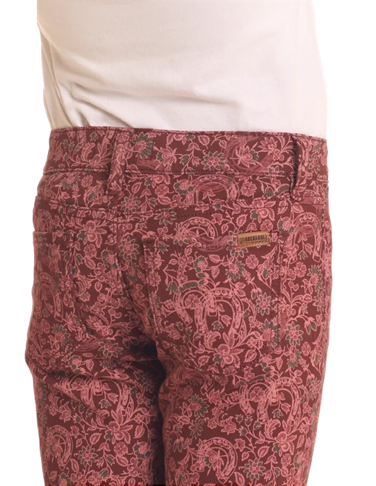 Rock & Roll Cowgirl Girls Horseshoe Print Burgundy Jeans Chic Double Waistband Jeans Rock & Roll Cowgirl Girls Horseshoe Print Burgundy Jeans Chic Double Waistband Jeans