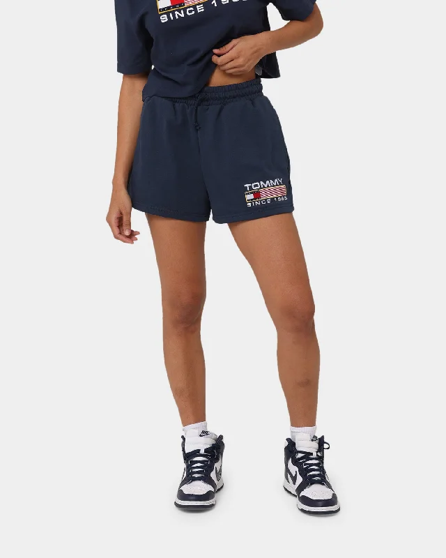 Tommy Jeans Women's TJW Solid Athletic Terry Shorts Twilight Navy Trendy Layered Pocket Jeans Tommy Jeans Women's TJW Solid Athletic Terry Shorts Twilight Navy Trendy Layered Pocket Jeans