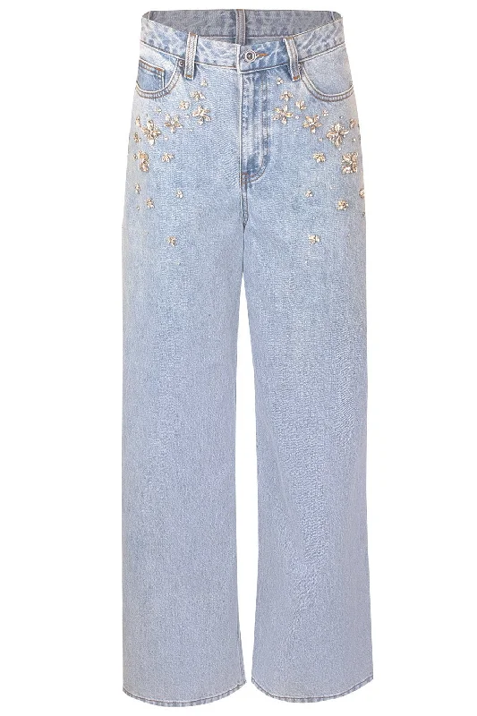 Embellished Jeans Fashionable Cropped Denim Jeans