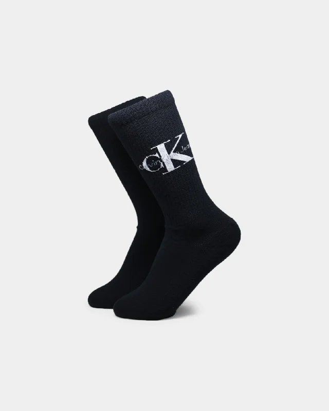 Calvin Klein Jeans Logo Rib Sock Black/White Trendy Cut-Off Denim Shorts