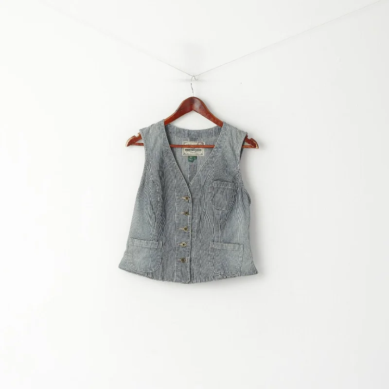 Lauren Jeans Ralph Lauren Women L (M) Waistcoast Blue Striped Faded Cotton Vest Stylish Shredded Denim Jeans Lauren Jeans Ralph Lauren Women L (M) Waistcoast Blue Striped Faded Cotton Vest Stylish Shredded Denim Jeans
