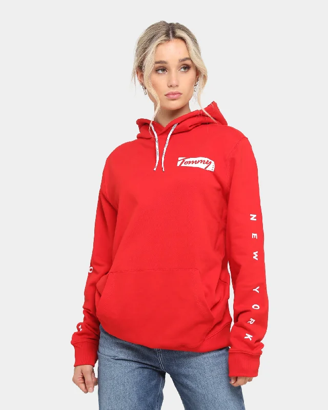 Tommy Jeans Men's TJM Essential Graphic Hoodie Crimson Chic Cropped Jeans