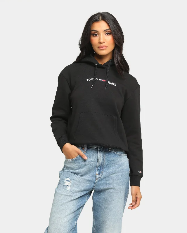 Tommy Jeans Women's Linear Logo Hoodie White Cozy Tencel Blend Denim Jeans