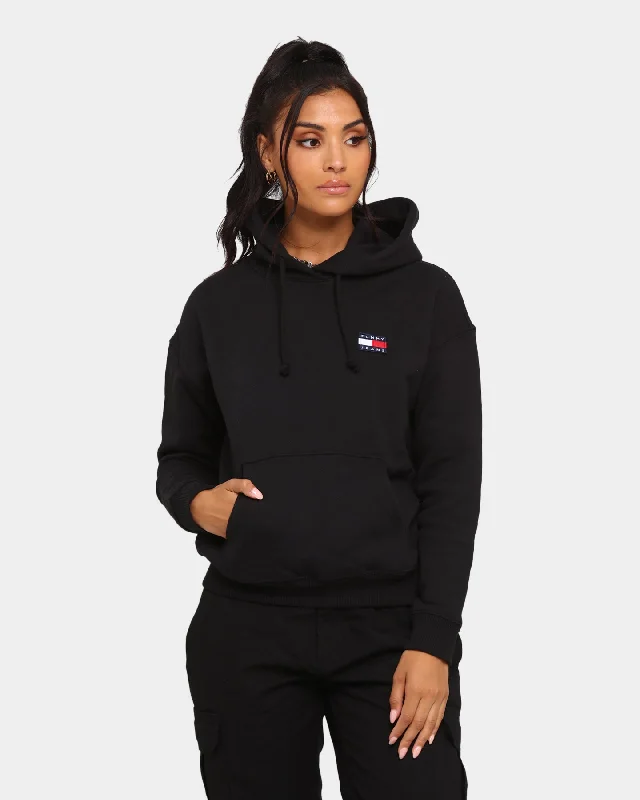 Tommy Jeans Women's Tommy Badge Hoodie Black Casual Loose Fit Jeans