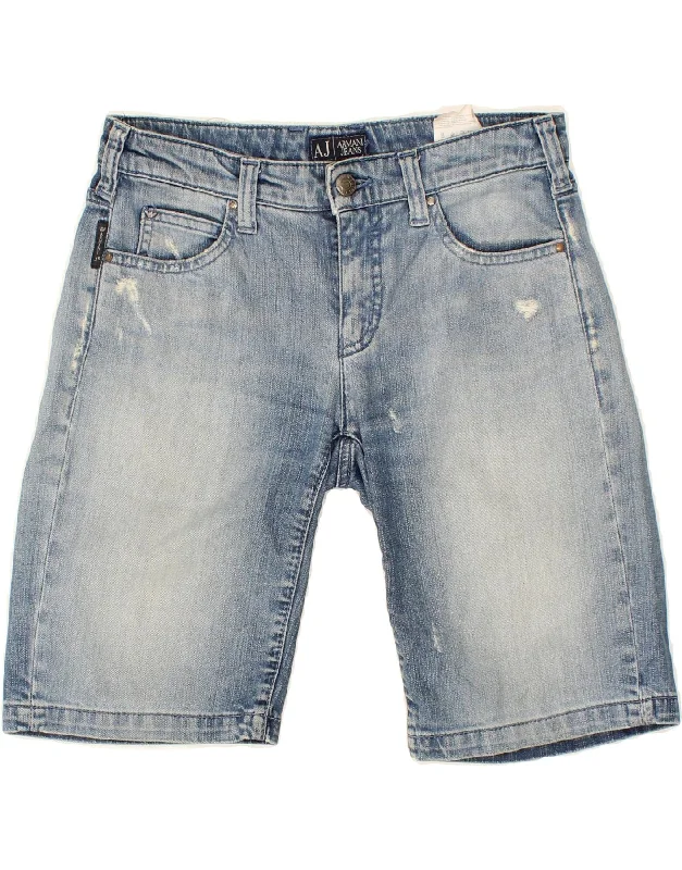 ARMANI JEANS Womens Distressed Denim Shorts W26 Small Blue Cotton