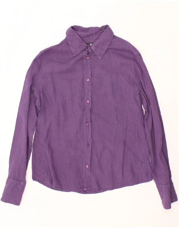 ARMANI JEANS Womens Shirt UK 14 Medium Purple Linen