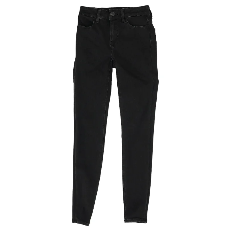 Black Solid High Rise Skinny Leg Jeans