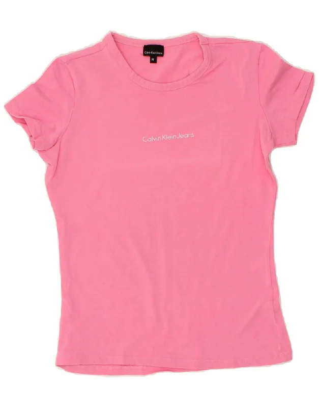 CALVIN KLEIN JEANS Womens T-Shirt Top UK 12 Medium Pink