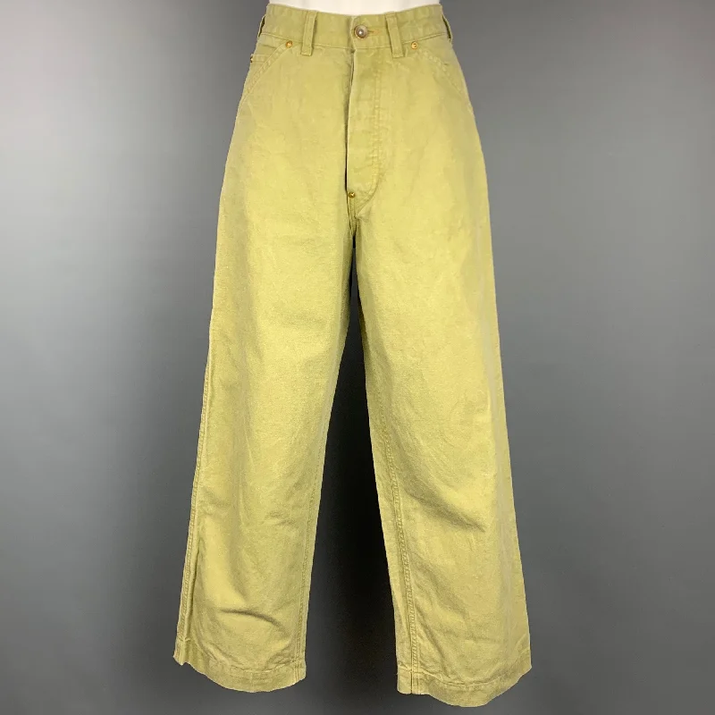 CHIMALA Size 26 Lime Green Cotton / Linen High Waisted Jeans